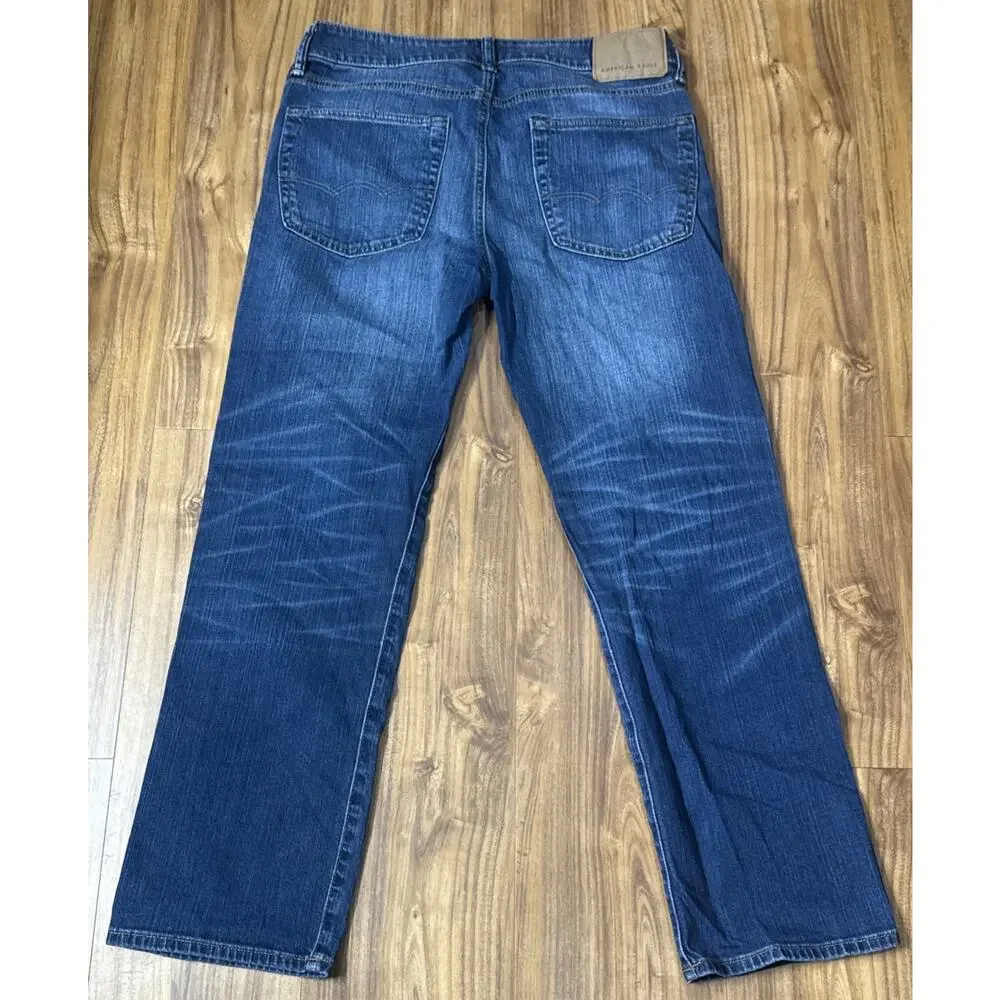American Eagle Jeans‎ Mens 31x30 Blue Flex Relaxed Straight Dark Wash Denim